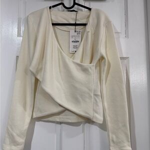 Zara Cream Long Sleeve Blouse